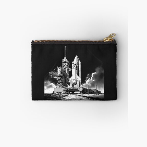 Item preview, Black and White Space Shuttle Launch Pad – NASA Inspired Rocket Art designed and sold by inkoutninja.