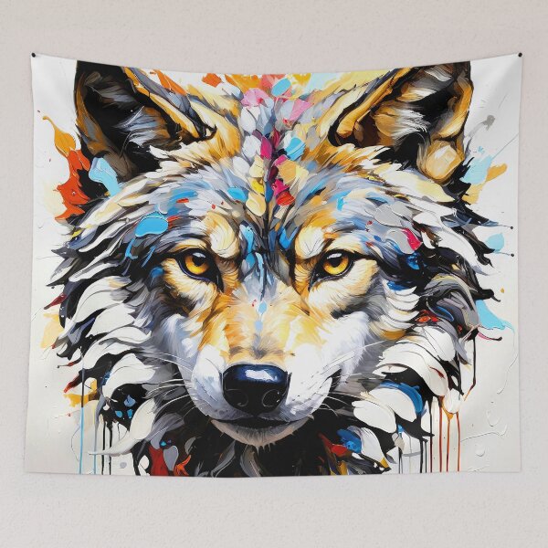 Item preview, Dramatic Wolf Face Colorful Digital Art Oil Painting designed and sold by DEC02.
