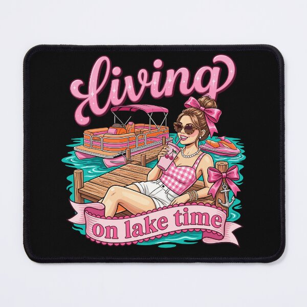 Item preview, Preppy Pink Pontoon Boat Lake Life Girl designed and sold by KroghDs.