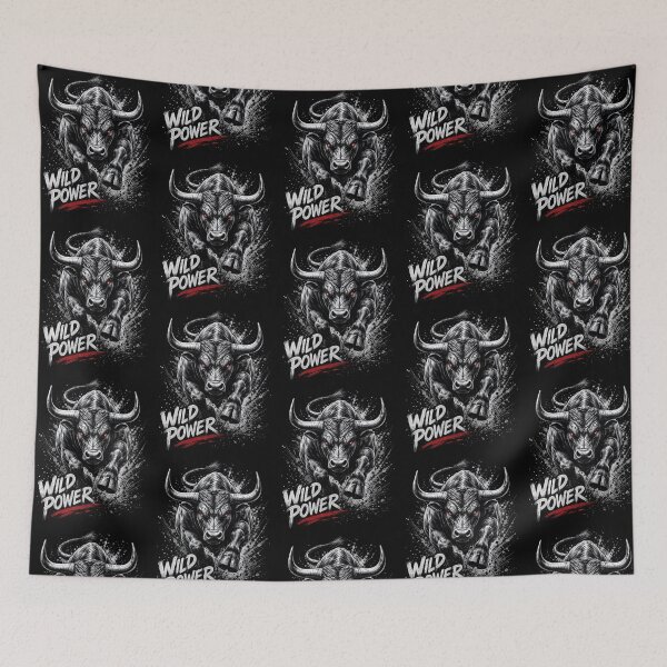 Item preview, Wild Power Charging Bull Strength Fitness Art designed and sold by IvoryArtDesign.