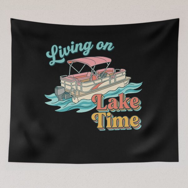 Item preview, Living On Lake Time Retro Pontoon Boat designed and sold by KroghDs.