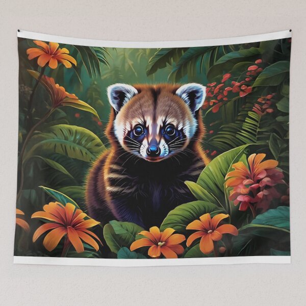 Item preview, Glowing Coatimundi Emerging from Tropical Jungle designed and sold by CASASIS_MERCH.