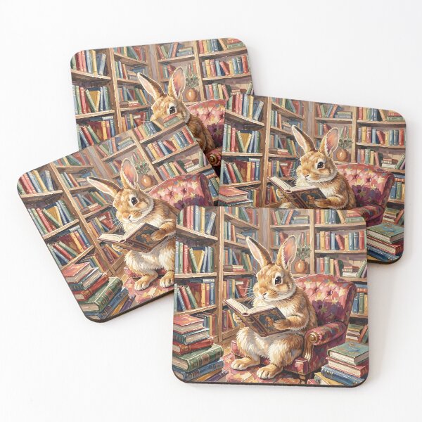 Item preview, Bunny Reading a Book in Cozy Room Ful of Books  designed and sold by Wiss2Arts.