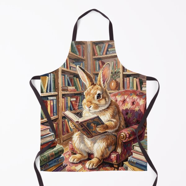 Item preview, Bunny Reading a Book in Cozy Room Ful of Books  designed and sold by Wiss2Arts.