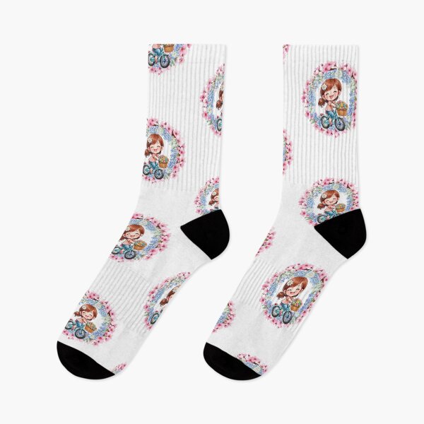 Item preview, Cute Girl Riding Bicycle through spring flowers designed and sold by TB-73.