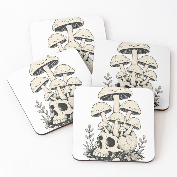 Item preview, Mushrooms grow from an old skull. designed and sold by Birdie and Flynn.