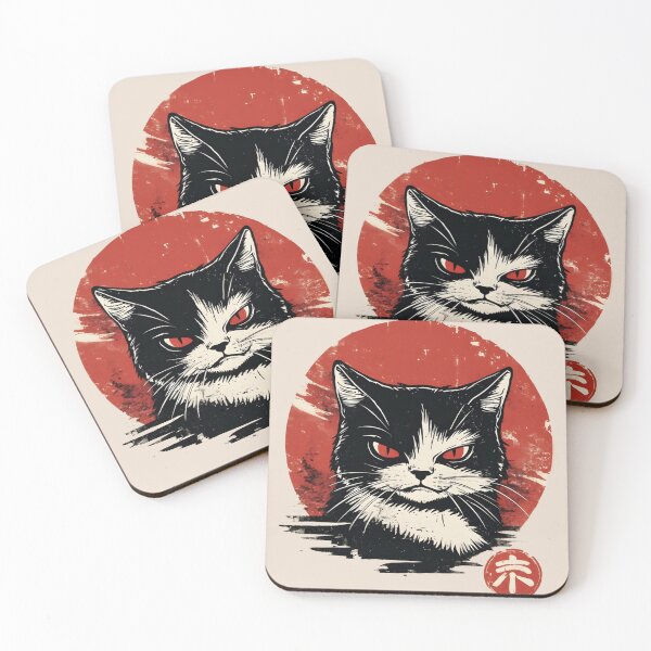 Item preview, Angry Samurai Cat Retro Japanese Art designed and sold by Peac7e.