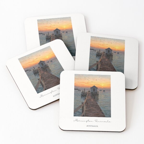 Item preview, Mornington Peninsula Jetty Sunset - Vintage Souvenir designed and sold by twentytwo ART souvenir designs.