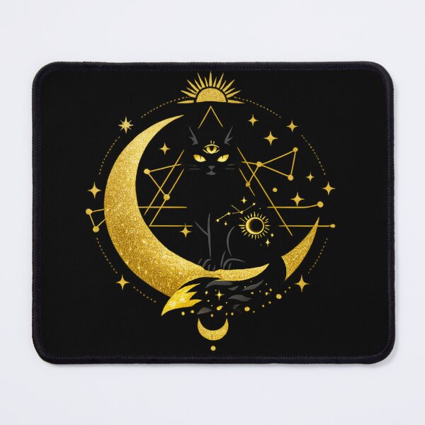 Item preview, Mystic Celestial Cat Golden Moon & Stars Magic designed and sold by tineldesign.