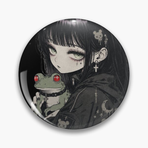 Item preview, Goth Anime Girl With Frog Dark Kawaii Aesthetic designed and sold by HeyChickasClubX.
