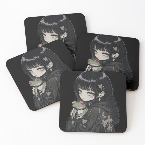 Item preview, Goth Anime Girl With Frog Dark Kawaii Aesthetic designed and sold by HeyChickasClubX.