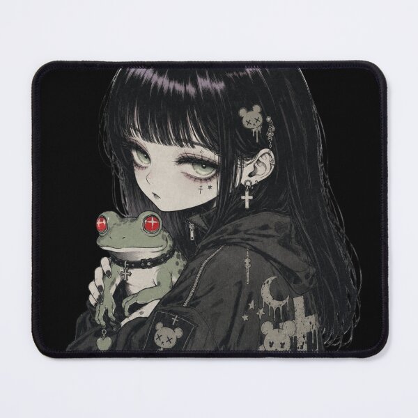 Item preview, Goth Anime Girl With Frog Dark Kawaii Aesthetic designed and sold by HeyChickasClubX.