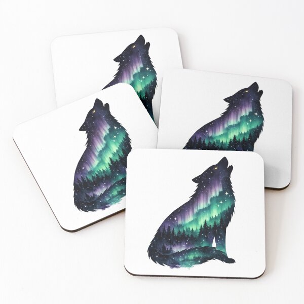 Item preview, Mystic Wolf Spirit Aurora Borealis Double Exposure designed and sold by tineldesign.