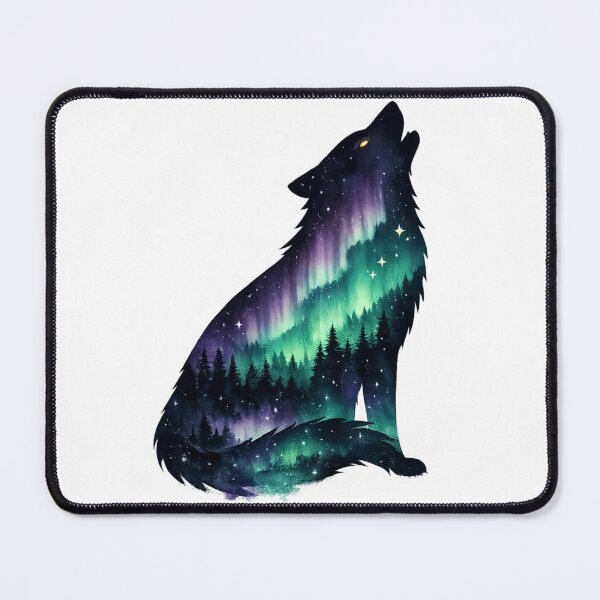 Item preview, Mystic Wolf Spirit Aurora Borealis Double Exposure designed and sold by tineldesign.