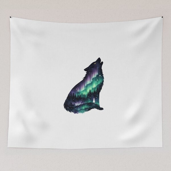 Item preview, Mystic Wolf Spirit Aurora Borealis Double Exposure designed and sold by tineldesign.