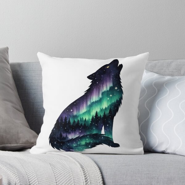 Item preview, Mystic Wolf Spirit Aurora Borealis Double Exposure designed and sold by tineldesign.