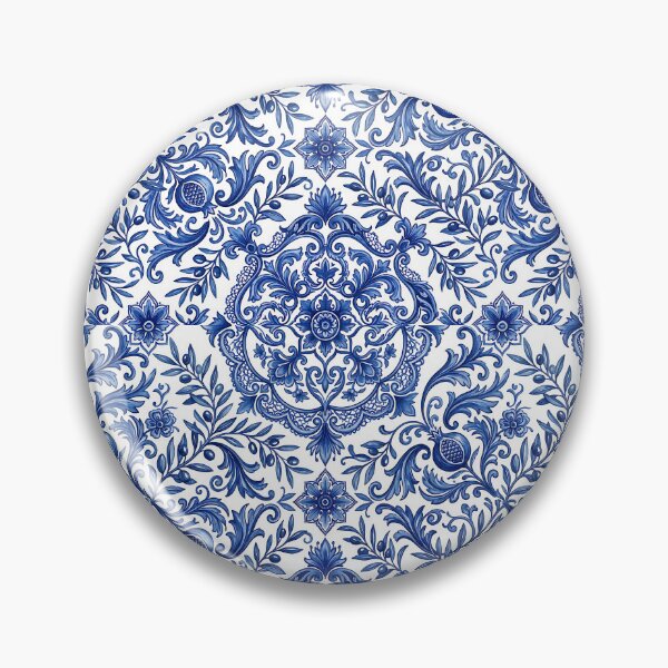 Item preview, Botanical Ceramic Pattern Blue and White Majolica designed and sold by SplashTastic.