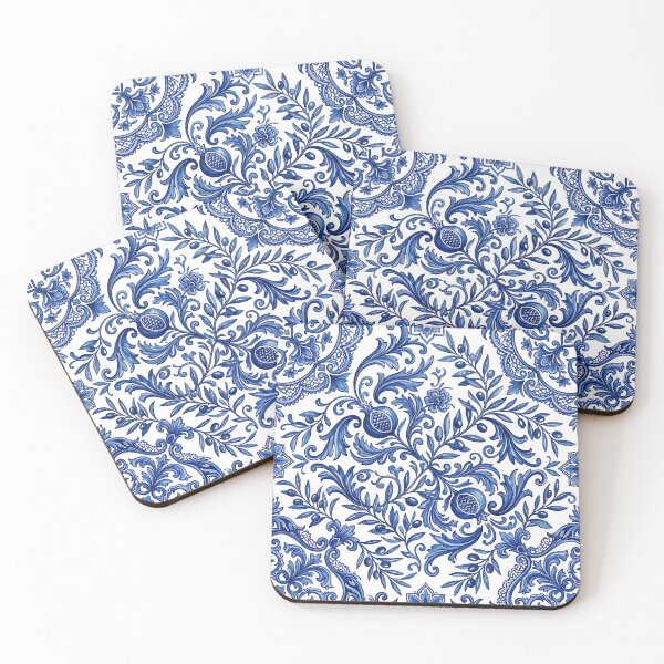 Item preview, Botanical Ceramic Pattern Blue and White Majolica designed and sold by SplashTastic.