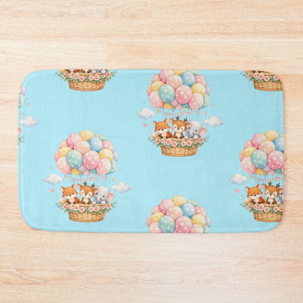 Item preview, Animals in a hot air balloon with colorful dots and clouds designed and sold by Mauswohn.