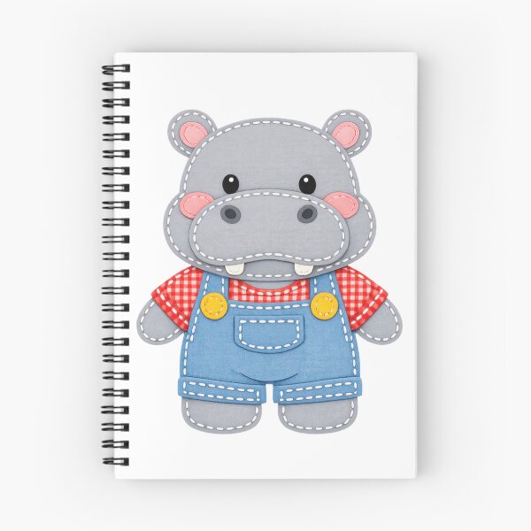 Item preview, Cute hippo in overalls patch style designed and sold by Mauswohn.