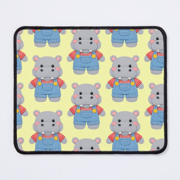 Item preview, Cute hippo in overalls patch style designed and sold by Mauswohn.