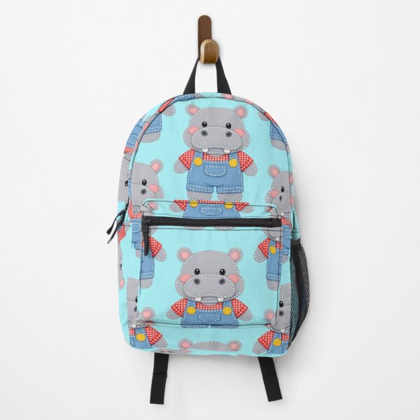 Item preview, Cute hippo in overalls patch style designed and sold by Mauswohn.