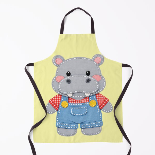 Item preview, Cute hippo in overalls patch style designed and sold by Mauswohn.