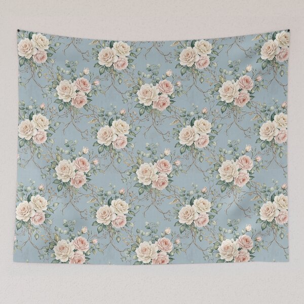 Aperçu de l'œuvre Roseraie ancienne, aquarelle florale vintage, roses, rosette créée et vendue par SplashTastic.