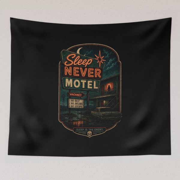 Item preview, Sleep Never Motel | Retro Haunted Neon Sign designed and sold by CreativePrints3.