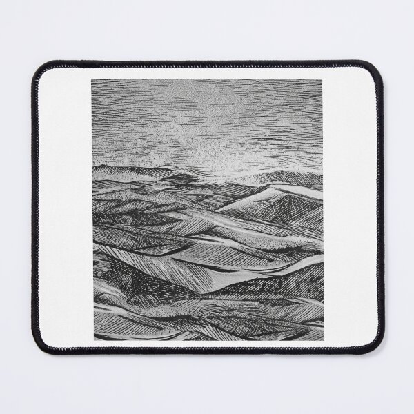 Item preview, Monochromatic Linocut Style Hills - Textured Black & White Art designed and sold by Atlasoloji.