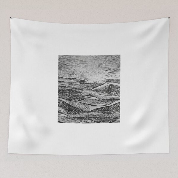Item preview, Monochromatic Linocut Style Hills - Textured Black & White Art designed and sold by Atlasoloji.