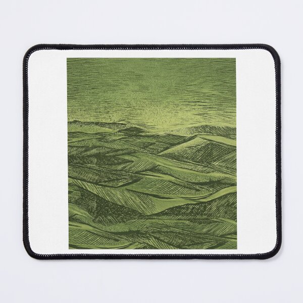 Item preview, Deep Forest Green Linocut Style Hills - Moody Nature Print designed and sold by Atlasoloji.