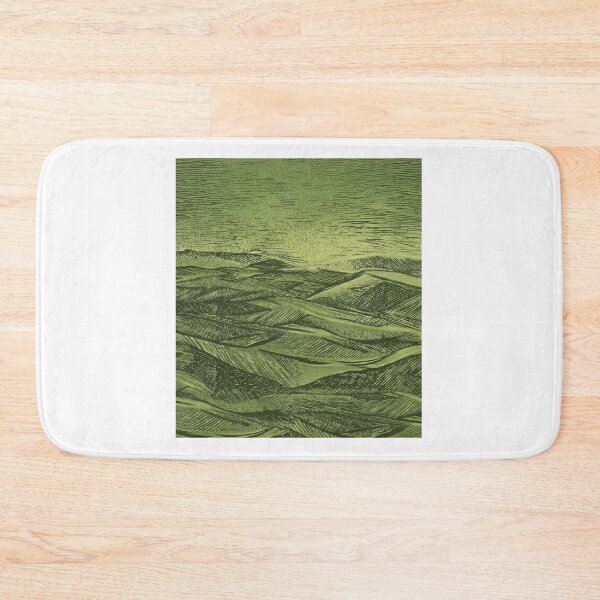 Item preview, Deep Forest Green Linocut Style Hills - Moody Nature Print designed and sold by Atlasoloji.