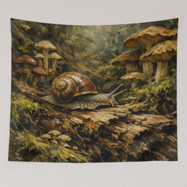 Item preview, Enchanted Forest Snail Oil Painting | Cottagecore Mushroom Fantasy Art designed and sold by cr6zym1nd.