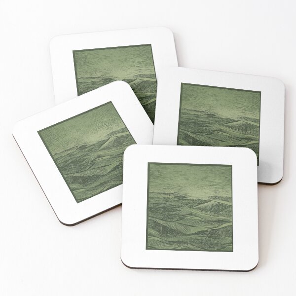 Item preview, Deep Forest Green Linocut Style Hills - Moody Nature  designed and sold by Atlasoloji.