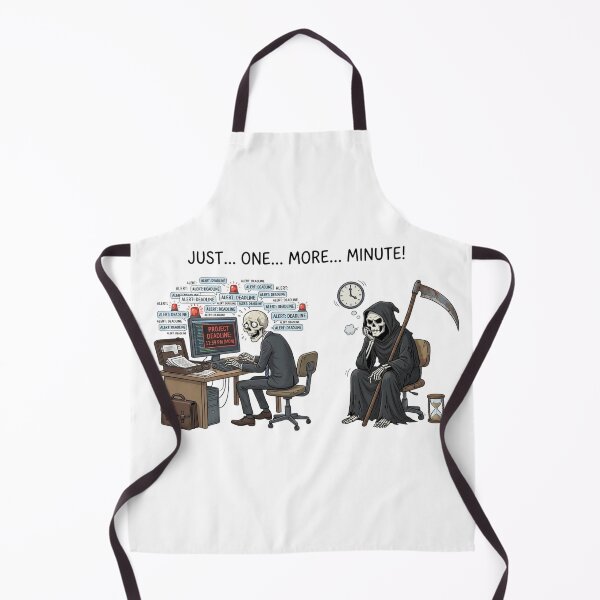 Item preview, Just One More Minute Skeleton - Funny Project Deadline Horror Art designed and sold by thazinart.