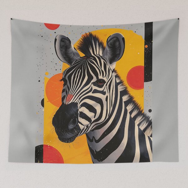 Item preview, Vibrant Pop Art Zebra with Geometric Sun Background designed and sold by colorful-white.