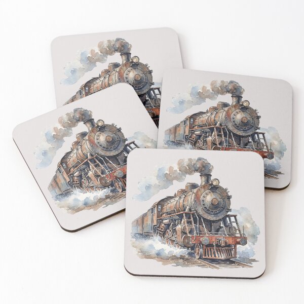 Item preview, Vintage Steam Locomotive Watercolor Train Art designed and sold by GogaVibeRe.