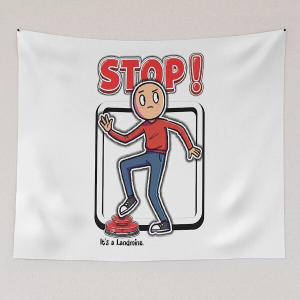Item preview, Funny Landmine Warning Sticker Art - Don't Step There! designed and sold by mackyartsstudio.