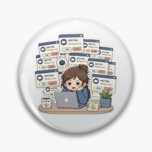 Item preview, Too Many Meetings Sticker – Funny Work From Home Zoom Notification Overload, Exhausted Office Worker Gift, WFH Life Humor designed and sold by veralchhaya.