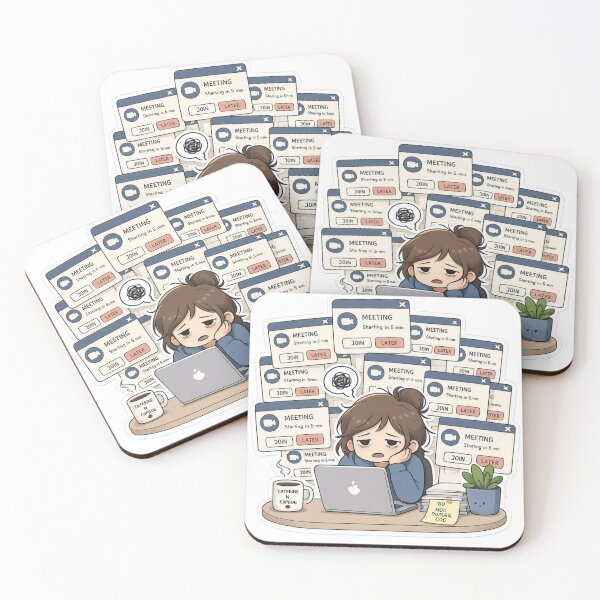 Item preview, Too Many Meetings Sticker – Funny Work From Home Zoom Notification Overload, Exhausted Office Worker Gift, WFH Life Humor designed and sold by veralchhaya.