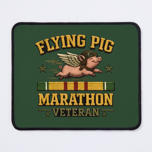 Item preview, Flying pig marathon veteran bomber cap design designed and sold by RockyLambda.