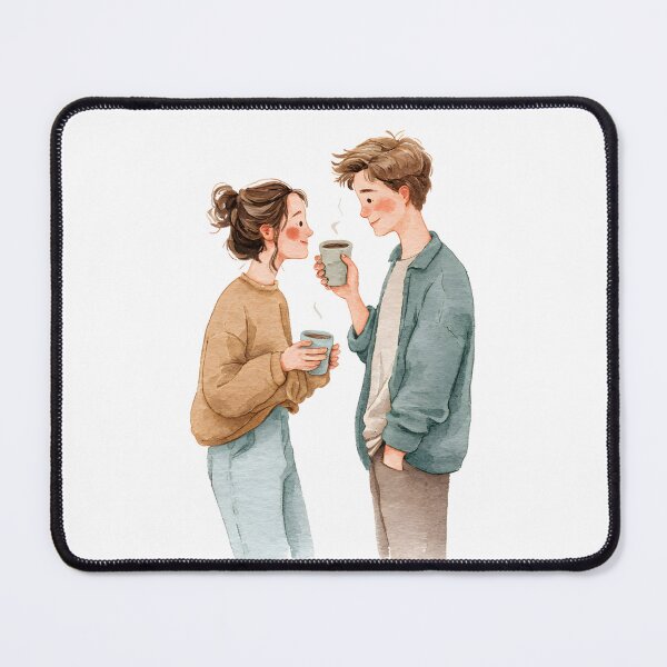 Item preview, Cozy Couple Watercolor Romantic Art Design designed and sold by JaiSoftStudio.