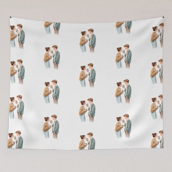 Item preview, Cozy Couple Watercolor Romantic Art Design designed and sold by JaiSoftStudio.