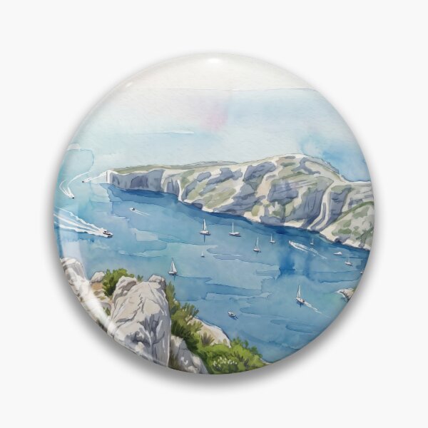 Item preview, Calanques de Cassis in Watercolor Style — Digital Art Transformation from Real Photography designed and sold by M.ALK.Watercolor.