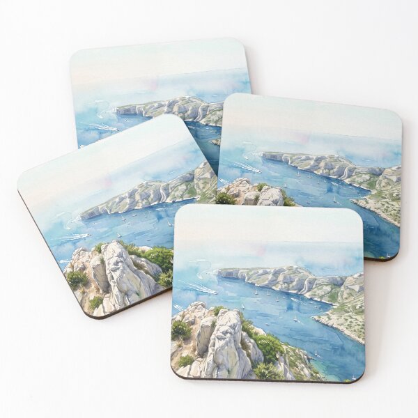 Item preview, Calanques de Cassis in Watercolor Style — Digital Art Transformation from Real Photography designed and sold by M.ALK.Watercolor.