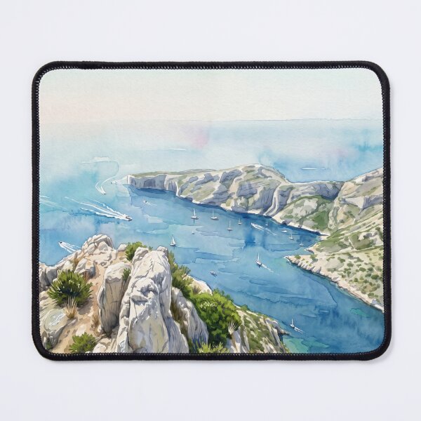 Item preview, Calanques de Cassis in Watercolor Style — Digital Art Transformation from Real Photography designed and sold by M.ALK.Watercolor.