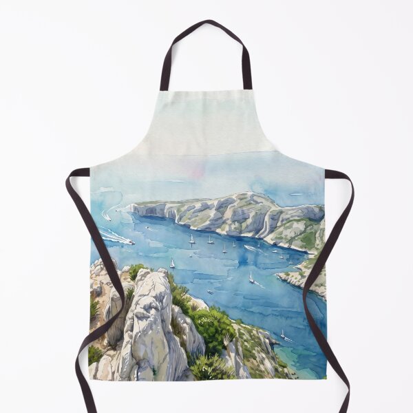 Item preview, Calanques de Cassis in Watercolor Style — Digital Art Transformation from Real Photography designed and sold by M.ALK.Watercolor.
