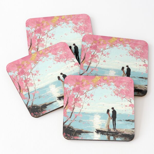 Item preview, Romantic Couple Under Pink Blossoms by Sea designed and sold by colorful-white.