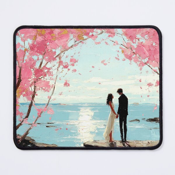 Item preview, Romantic Couple Under Pink Blossoms by Sea designed and sold by colorful-white.